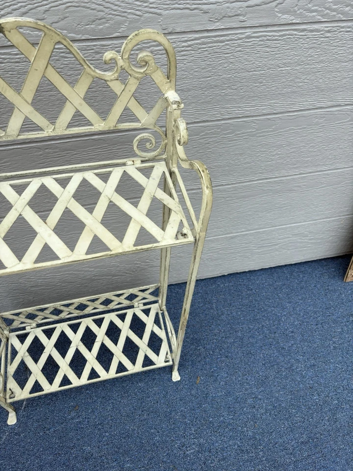 66414 Quality Iron Fold Up Bookcase  Curio Plant Shelf - Image 3 of 4