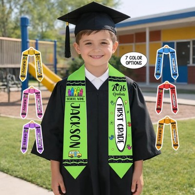 Personalized Crayon Graduation Stole 2026, Custom Name Class of 2026 Gift