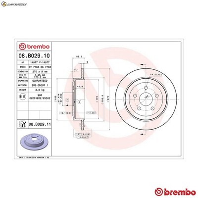 2x BREMSSCHEIBE 08.B029.10 FÜR PLYMOUTH DODGE CHRYSLER NEW/YORKER NEON/II PT