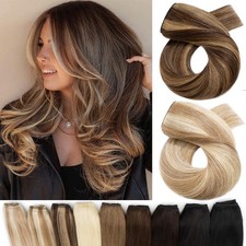 One Piece Weft Thick 110G Clip In Indian Remy Human Hair Extension Full Head 3/4