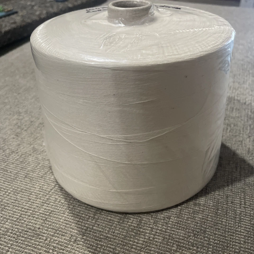 Lot Of 4 Commercial Yarn Cones - White - Blue- Brown - Tan - Image 3 of 4