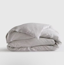NWOT Quince King Cal King Duvet ONLY NO SHAMS Linen Mist White Stripe Bedding