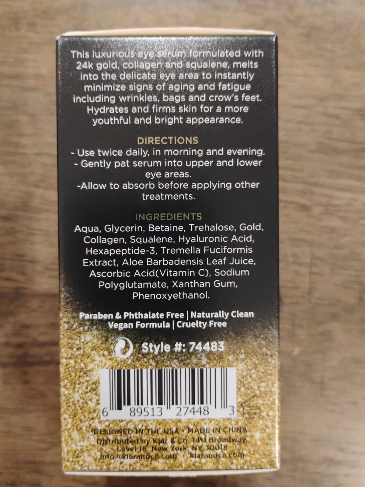 Lot of 2 CLEAR BEAUTY 24K Gold Collagen & Squalene Eye Serum 1 oz exp 12/27