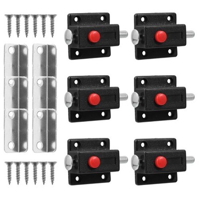 6Pcs Black Plastic and Zinc Alloy Push Button Latch for Cabinet Door Security