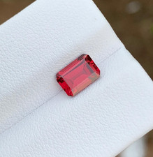 Designer Loose Gemstone 1.725ct Red Rhodolite Garnet 8mm Emerald Cut From Africa