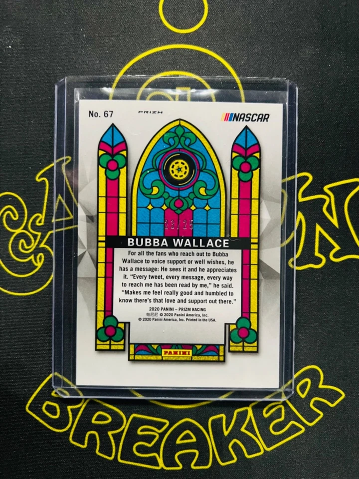 2020 PRIZM NASCAR - BUBBA WALLACE - STAINED GLASS - BLUE CRACKED ICE - /25 - SSP - Image 2 of 2