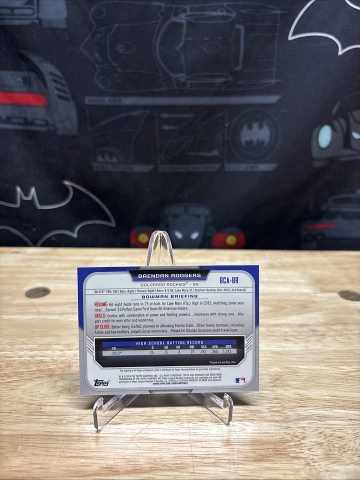 2015 Bowman Chrome Auto  BRENDAN RODGERS Rockies Astros *BENCHWARMER CARDS* - Image 4 of 4