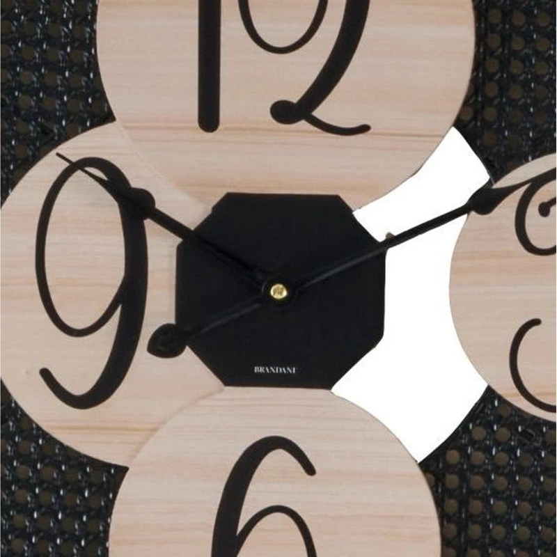 Orologio da Parete Muro 45 cm BRANDANI Alveare Metallo Legno Moderno Salotto, fotografia 6 di 9