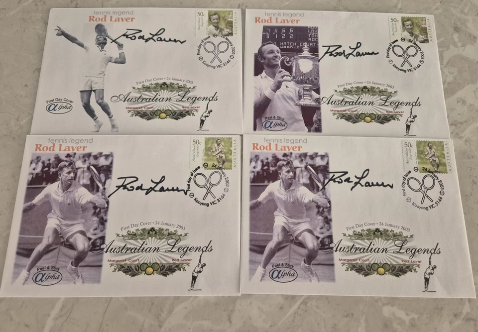 *SIGNED* TENNIS ROD LAVER  AUSTRALIA ALPHA  PEEL N STICK 4 FIRST DAY COVER  — 第 3/3 张图片