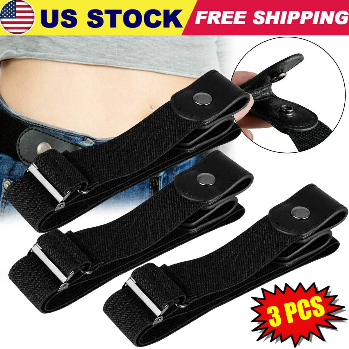 Buckle Free Elastic Belt, Comfortable No Bulge Invisible Stretch Belt No Buckle Stretch Belt,No Bulge No Hassle Invisible Belts  main image 3