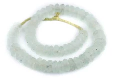 Jumbo Clear Aqua Rondelle Recycled Glass Beads 20mm Ghana African Sea Glass Disk