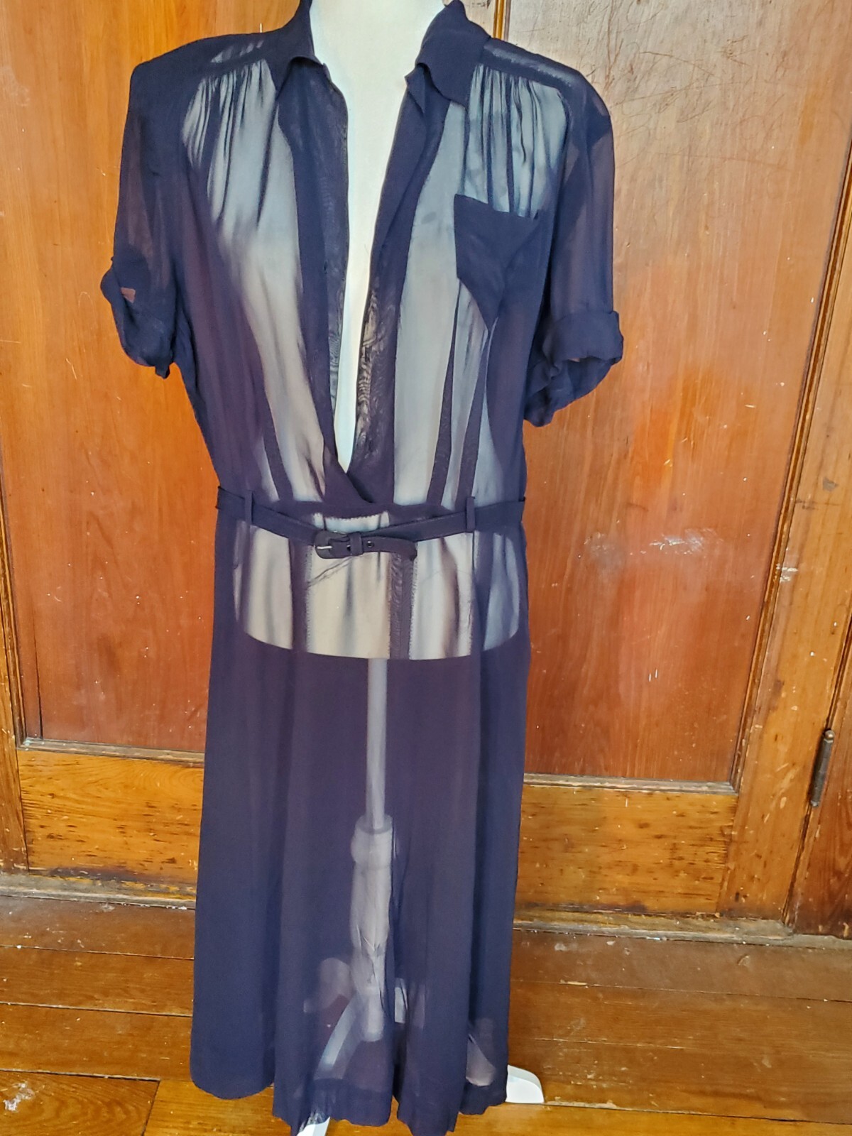 Vintage 1940s FRANCES DEXTER SHEER NAVY BLUE DRESS eBay