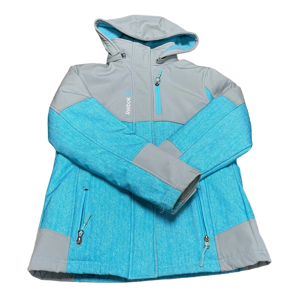 Reebok kids 2 in 1 Jacket Detachable Hood Blue Grey Size L14 16 eBay