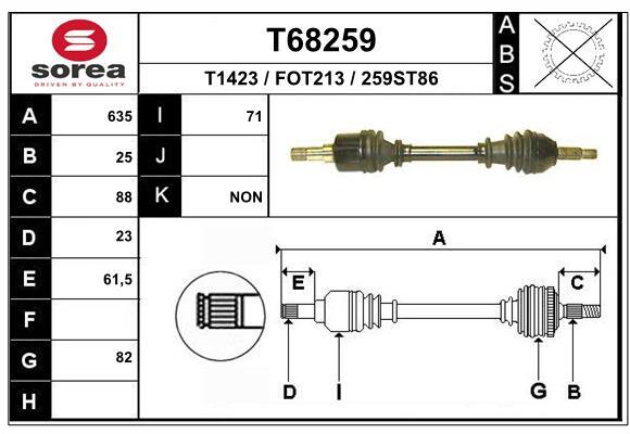 EAI Antriebswelle Vorne Links FüR Ford Focus Turnier DNW DAW DBW DFW T68259-image