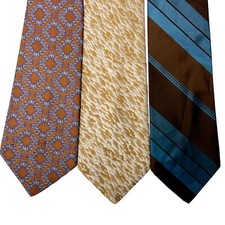 3 pc Vtg 70's WEMLON Wembley DISCO Necktie LOT MoD RETRO GEOMETRIC STRIPE Ties
