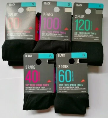 Women 3 or 2 Pairs Black Tights 30 40 60 80 100 120 200 Denier Soft Opaque Lycra