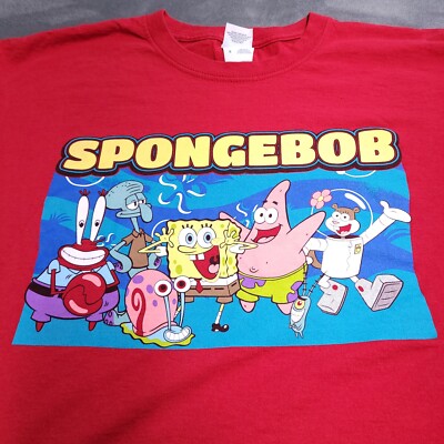 Vtg Spongebob Squarepants Fishing Patrick Krabs Plankton Squidward Shirt  L