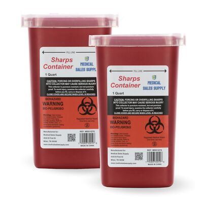 Diabetic Supplies Sharps Container for Home Use 1 Quart (2-Pack) by MSS