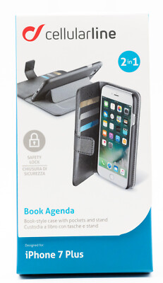 Cellularline Book Agenda Apple iPhone 7 8 Plus Schutz Hülle Etui Wallet Case 601
