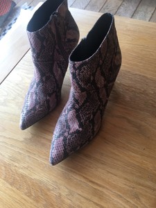 pink snakeskin ankle boots