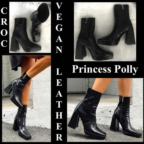 black platform boots size 6