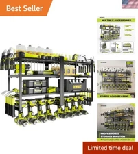 High-Capacity 4-Layer Garage Tool Shelf with 8 Drill Holders – Easy Assembly