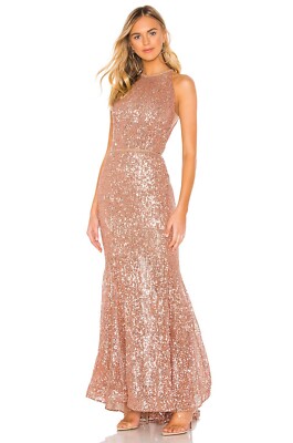 Anthropologie x BHLDN Bronx & Banco Moon Sequin Halter Maxi Dress Bronze XS  | eBay