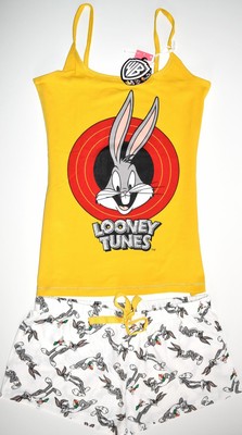 Bugs Bunny Pj Set Looney Tunes Schlafanzug Primark Weste Shorts Damen Grosse 6 Bis 20 Ebay