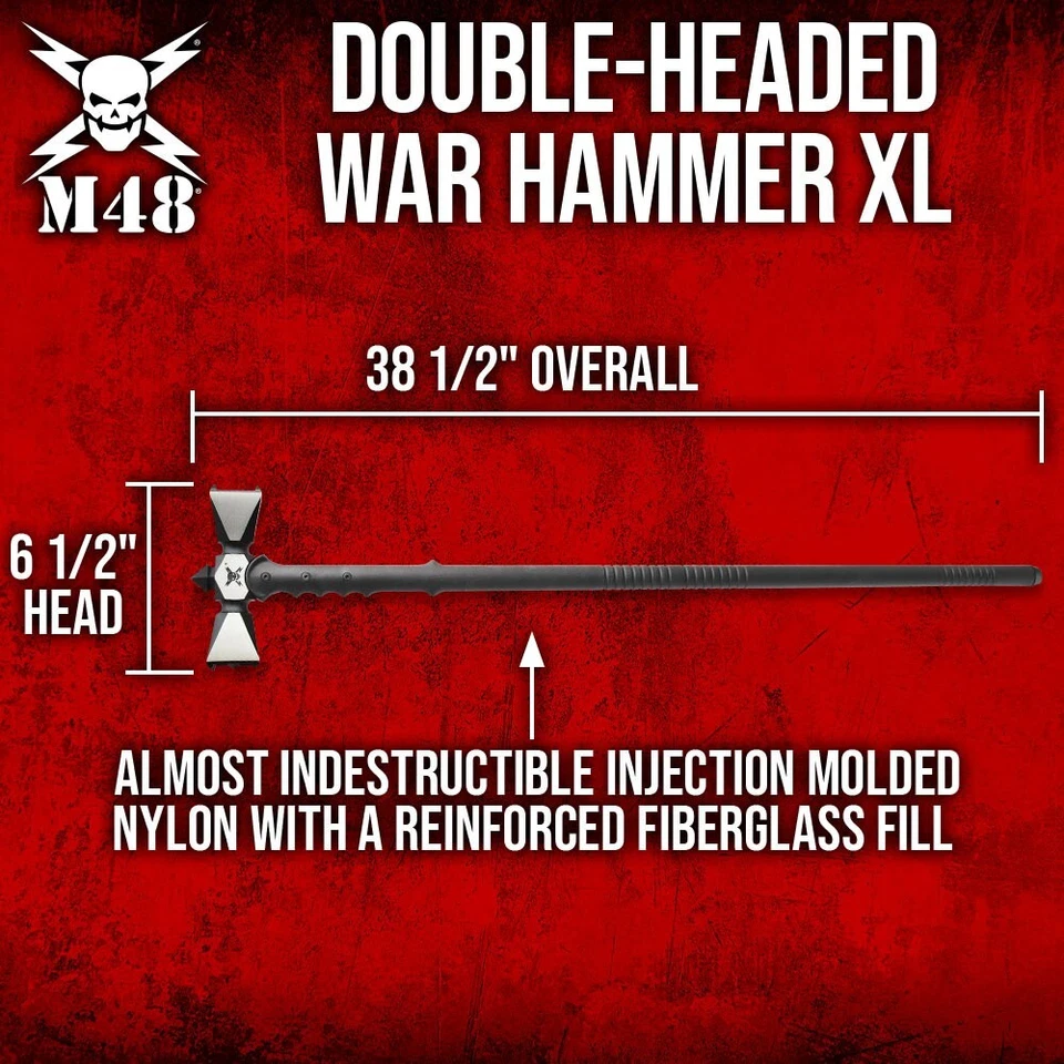 Martillo de guerra de doble cabeza M48 XL y funda | Cabeza de acero inoxidable 2Cr13 Foto 2 de 4