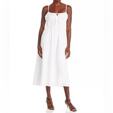 Faithfull the Brand Francesca Midi Dress Plain White Women’s Sz XS