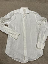 Suitsupply Shirt Mens 16.5 42 Extra Slim Fit Linen Cotton Button Long Sleeve
