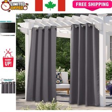 Elegant Grey Waterproof Blackout Outdoor Curtain 52" x 84" - Easy Care Solution
