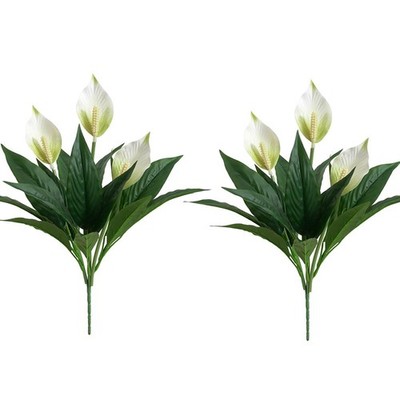 2 Packs Artificial Spathiphyllum Silk Plants 18.5'' Faux Peace Lily Anthurium ...