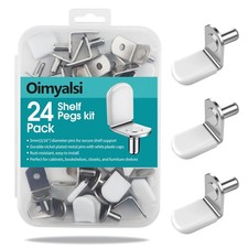 Oimyalsi 24 Pack Shelf Pegs 5mm (3/16'') with Storage 5mm, White & Silver 