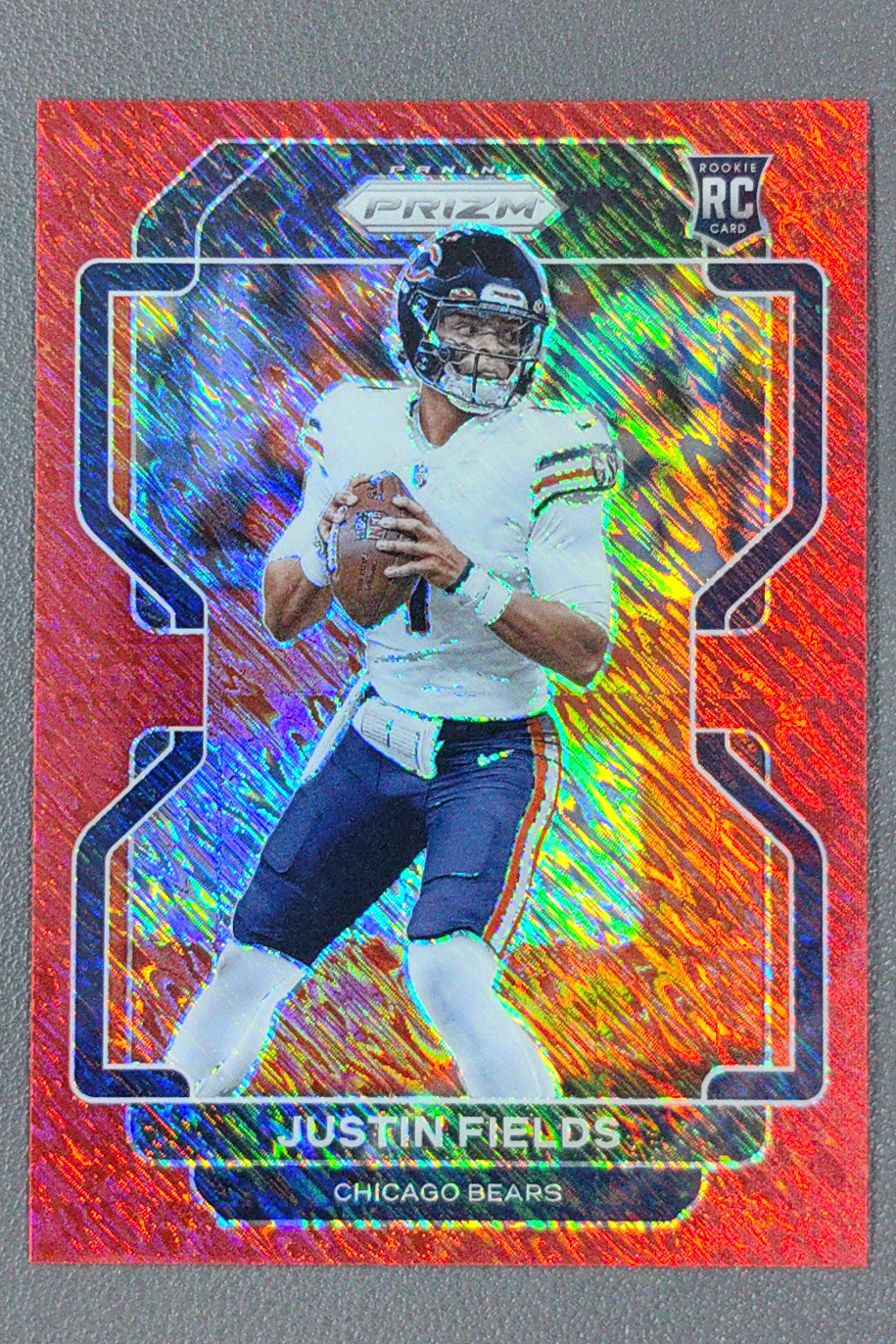 2021-22 Panini Prizm Justin Fields Rookies Prizm Red Shimmer RC /35 Bears