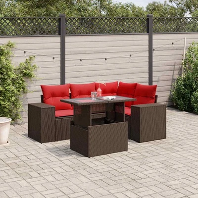 Gartenmöbel Sofa Garnitur Lounge Sitzgruppe Gartenset Poly Rattan Akazie vidaXL