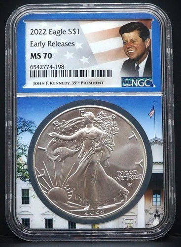 2022 American Silver Eagle $1 1ozJohn F. Kennedy , 35th President NGC MS70