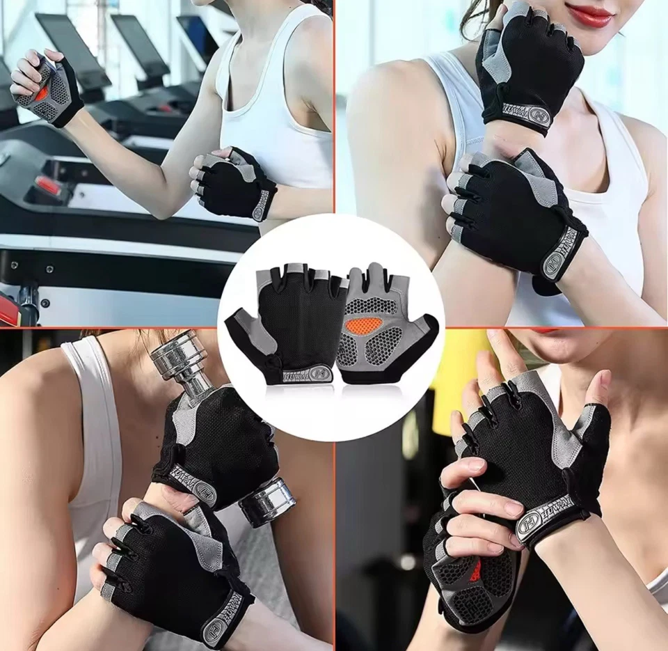 Guantes de Gimnasio Mujeres Hombres Levantamiento de Pesas Antideslizantes Transpirables Naranja Foto 4 de 4