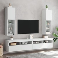 Tv-Schr?Nke Mit Led-Leuchten 2 Stk. Wei? 30,5X30X102 Cm