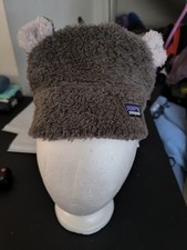 Patagonia furry bear ears warm toddler 3-6 mos beanie hat new 9" x 6.5" flat