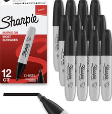 Sharpie Permanent Markers, Chisel Tip, Black, 12 Count - Home