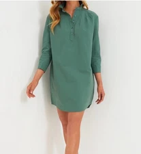 Pomander Place Tuckernuck Polly Popover Shirt Dress 3/4 Sleeve Green Size Small