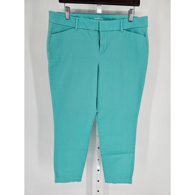 Old Navy Womens Sz 14 Pixie Cut Ankle Length pants bright Turquoise Teal Blue