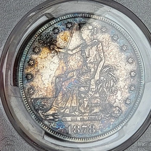 1878 S Trade Dollar $1 PCGS TONER Scratched VF Details US Silver Dollar Slabbed