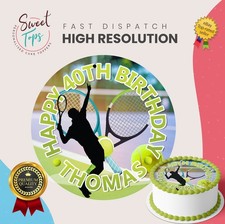 Tennis Personalised Round Edible Birthday Cake Topper Decoration | Sports