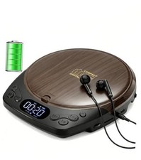 Rechargeable Portable CD CD Player with 1200mAh Rechargeable Battery Walnut