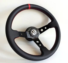 Steering Wheel fits For VW Golf Jetta Mk4 Passat  Deep Dish Red Leather 97-04