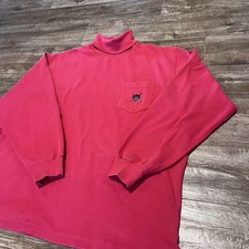 VINTAGE Polo Ralph Lauren Shirt Men XL Red Turtleneck Shield Mock Neck Pocket