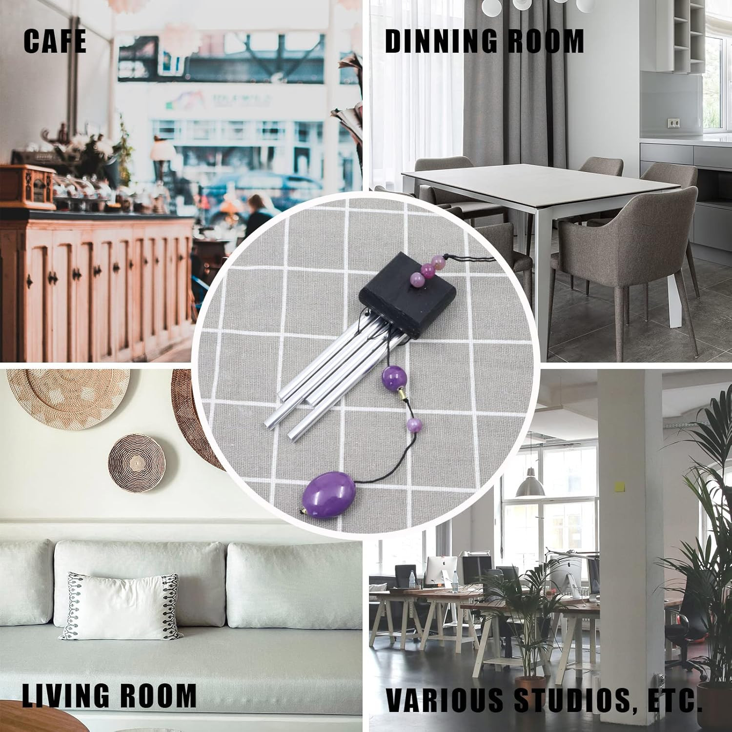 Small Wind Chimes, Outdoor Aluminum Chime with Soft Melodic Tones, Garden Black