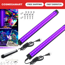 10W 1FT Linkable UV-A Black Light Bars - 2 Packs with 59in Plug Switch